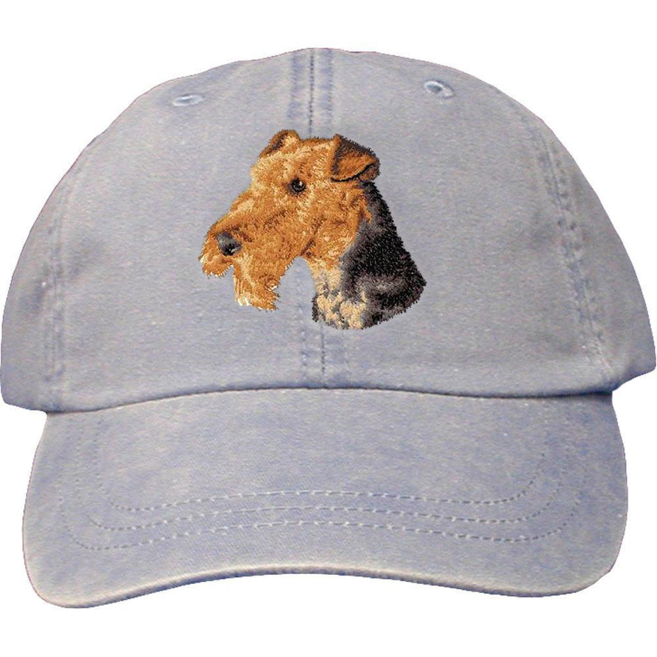 Embroidered Baseball Caps Light Blue  Airedale Terrier D67