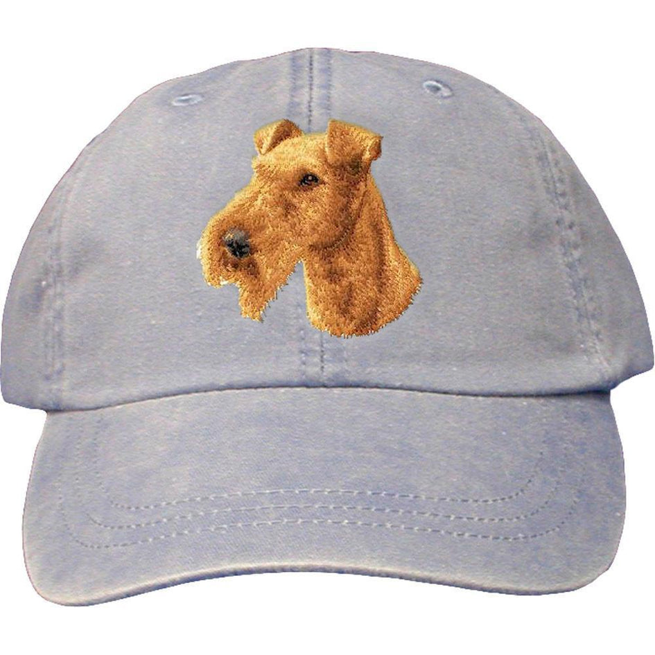 Embroidered Baseball Caps Light Blue  Irish Terrier D89