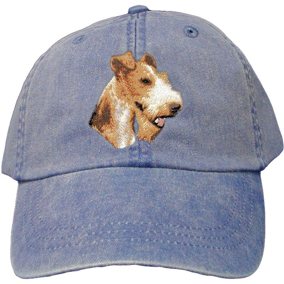 Embroidered Baseball Caps Denim  Wire Fox Terrier D107