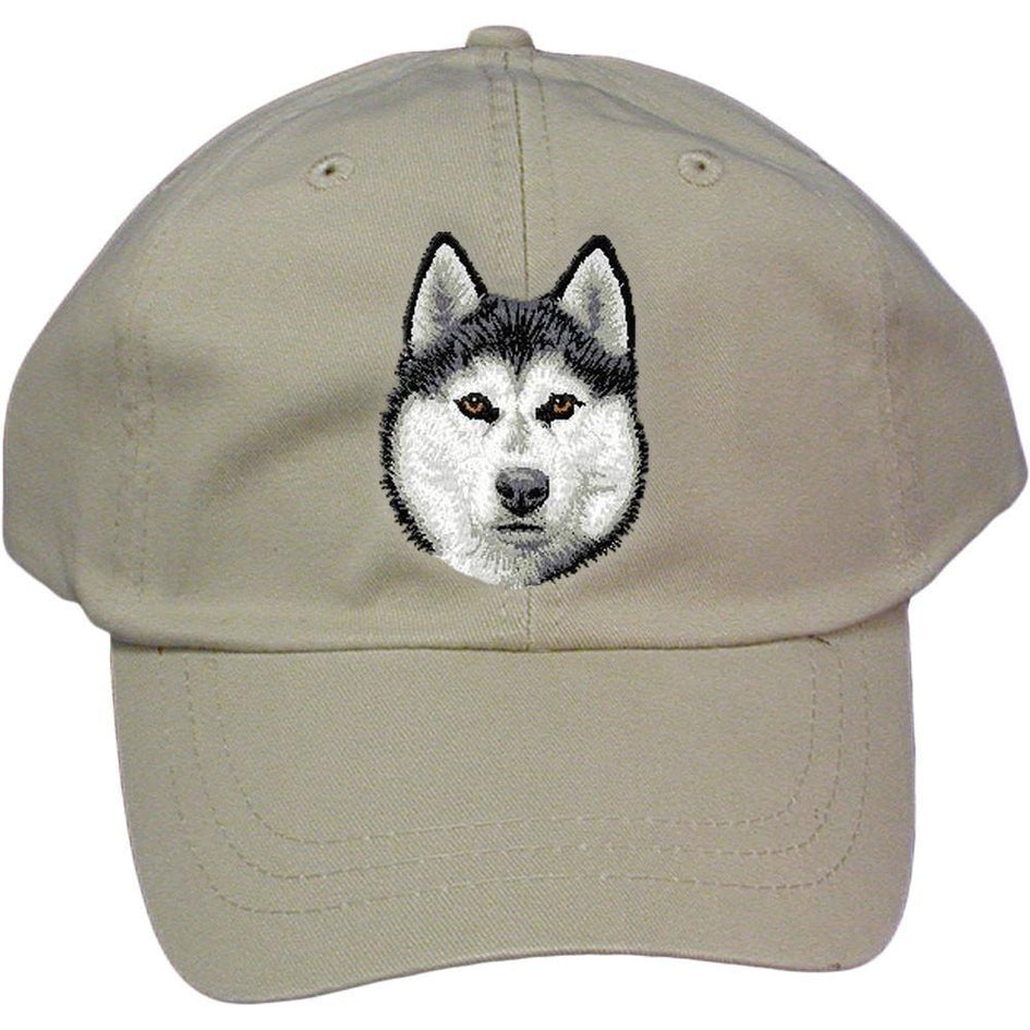 Embroidered Baseball Caps Grey  Siberian Husky D121
