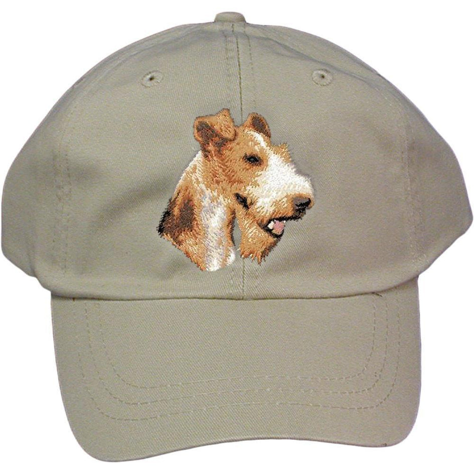 Embroidered Baseball Caps Grey  Wire Fox Terrier D107