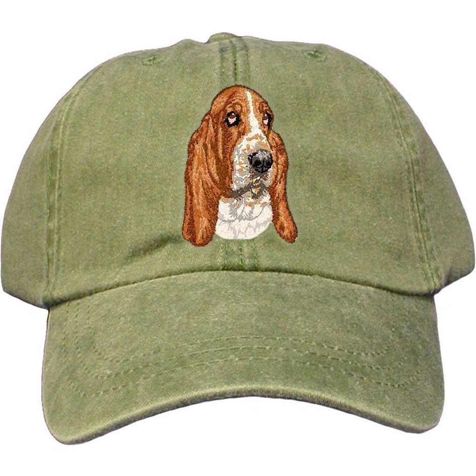 Embroidered Baseball Caps Green  Basset Hound DV286