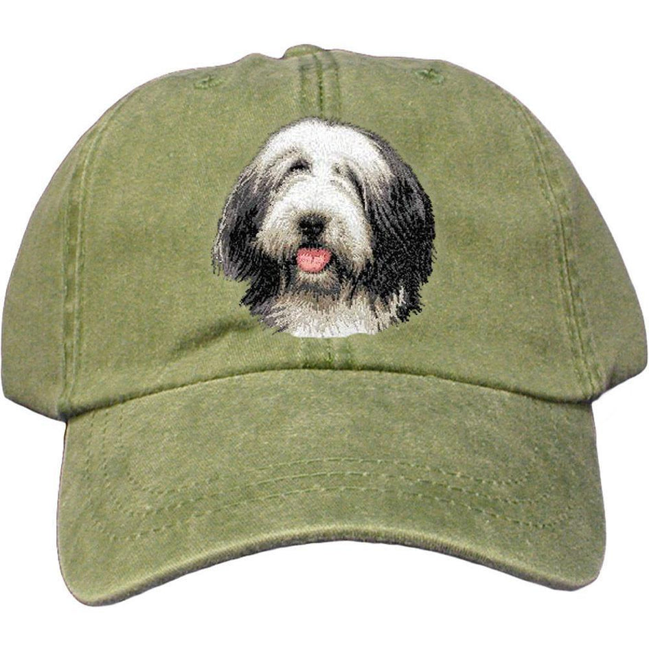 Embroidered Baseball Caps Green  Bearded Collie D37