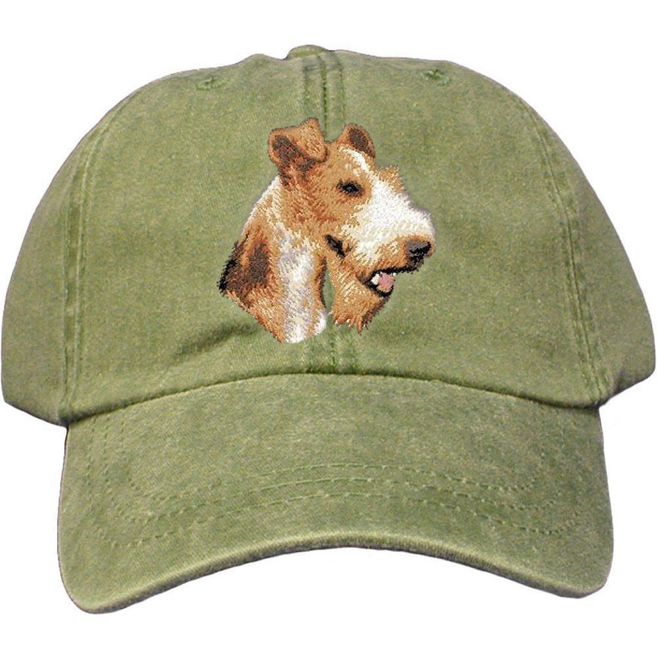 Embroidered Baseball Caps Green  Wire Fox Terrier D107