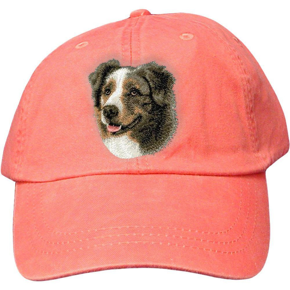 Embroidered Baseball Caps Peach  Australian Shepherd D41
