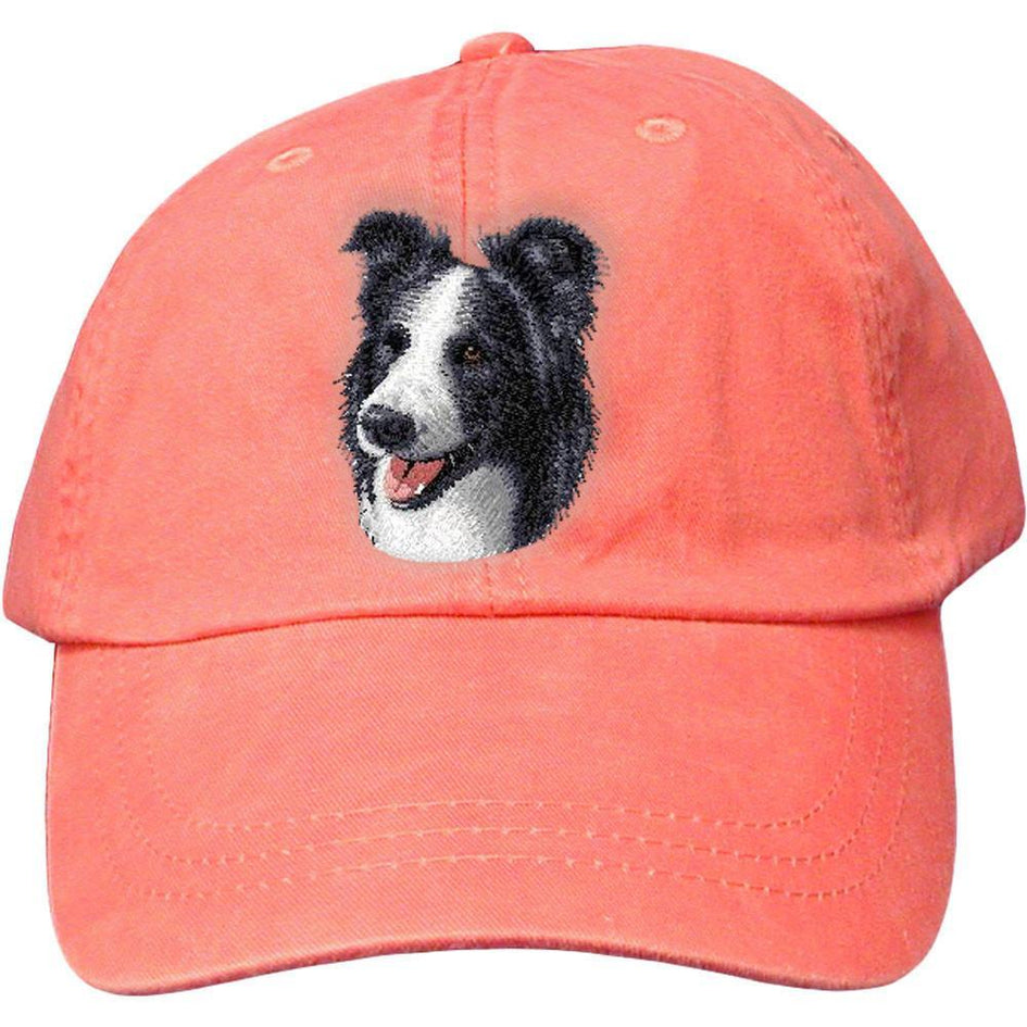 Embroidered Baseball Caps Peach  Border Collie D16