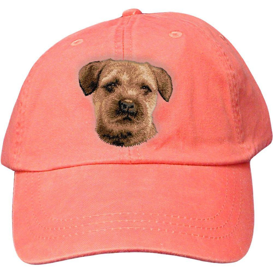 Embroidered Baseball Caps Peach  Border Terrier D51