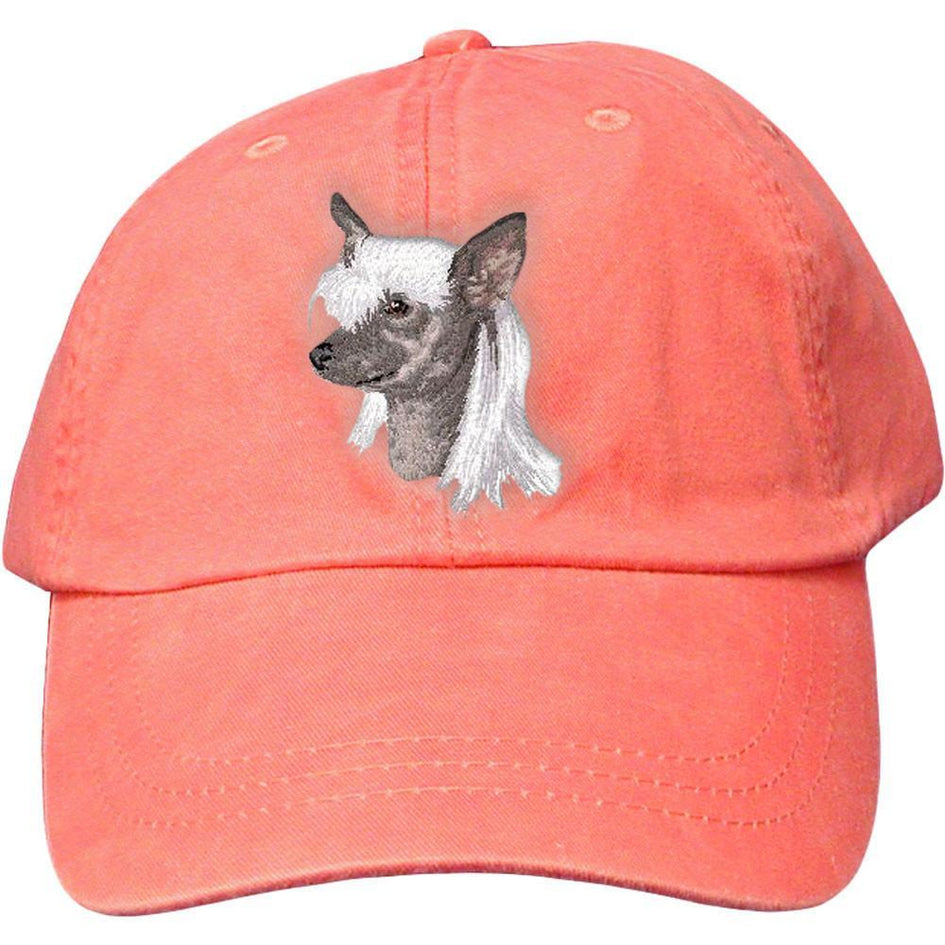 Embroidered Baseball Caps Peach  Chinese Crested D140