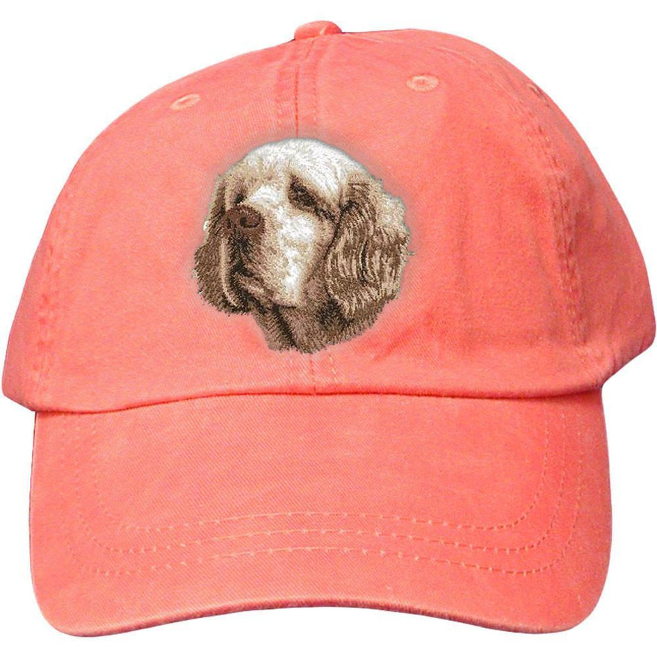 Embroidered Baseball Caps Peach  Clumber Spaniel D46