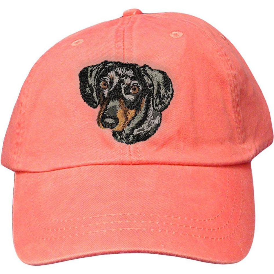 Embroidered Baseball Caps Peach  Dachshund DJ367