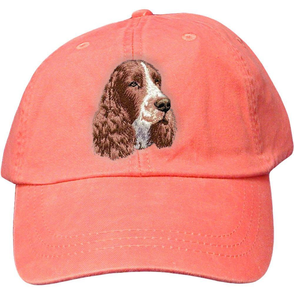 Embroidered Baseball Caps Peach  English Springer Spaniel D130