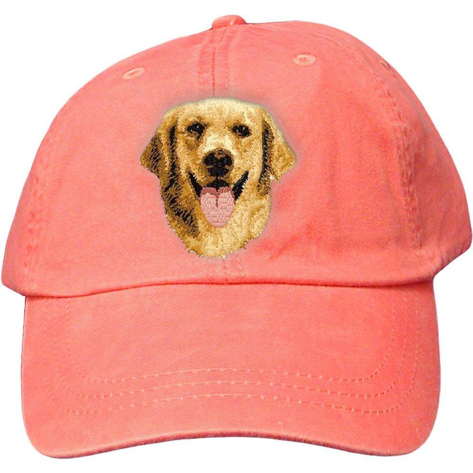 Embroidered Baseball Caps Peach  Golden Retriever D5