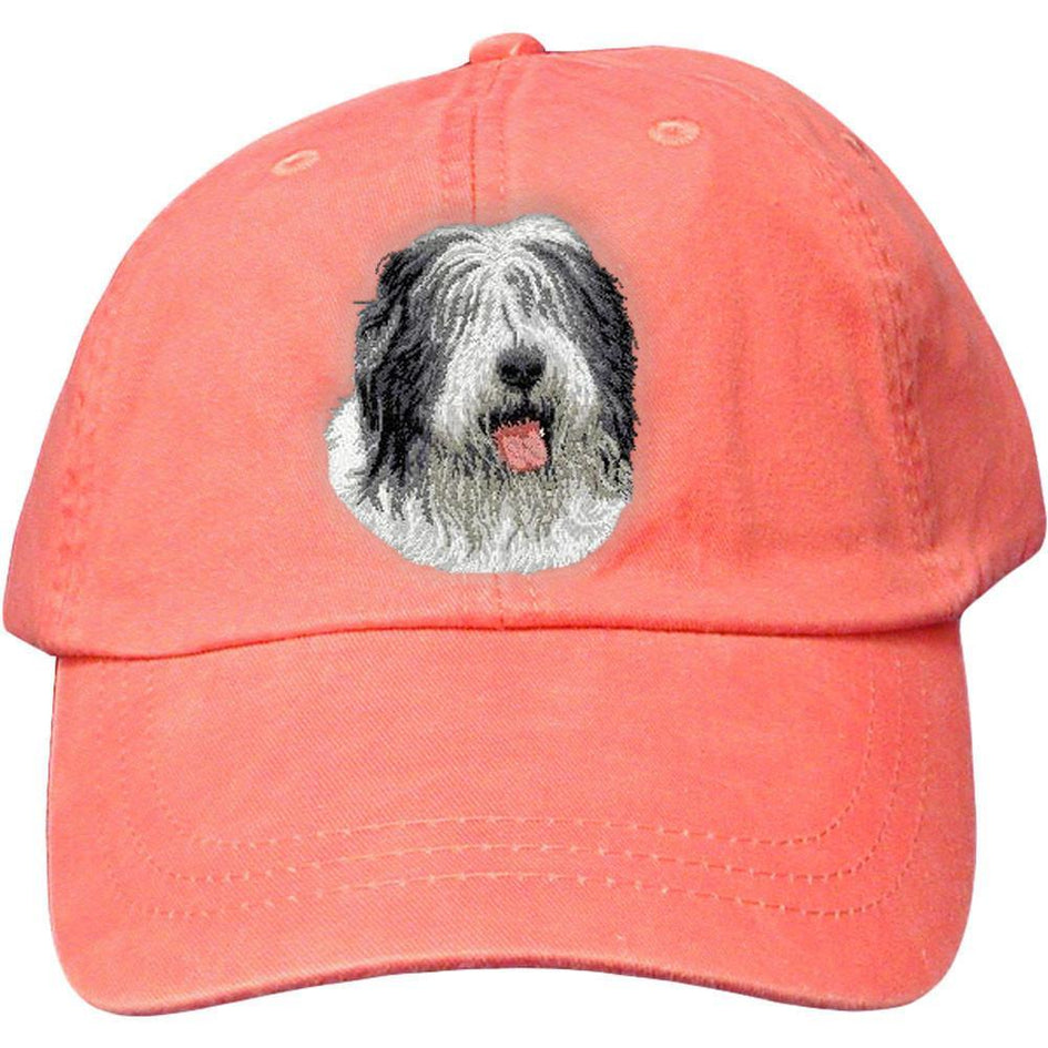 Embroidered Baseball Caps Peach  Old English Sheepdog D40