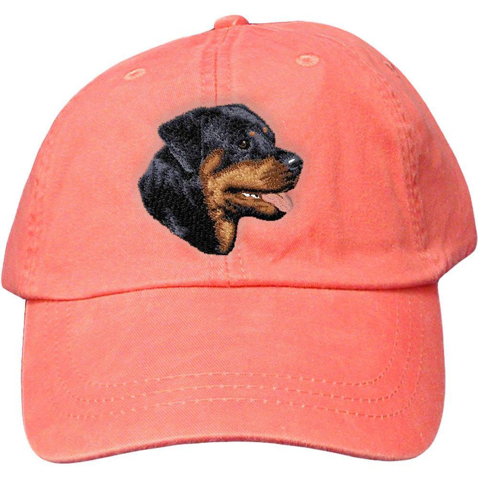 Embroidered Baseball Caps Peach  Rottweiler D7