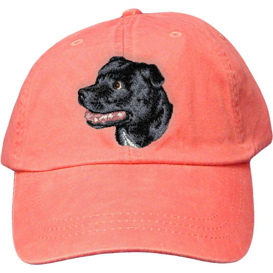 Embroidered Baseball Caps Peach  Staffordshire Bull Terrier D113