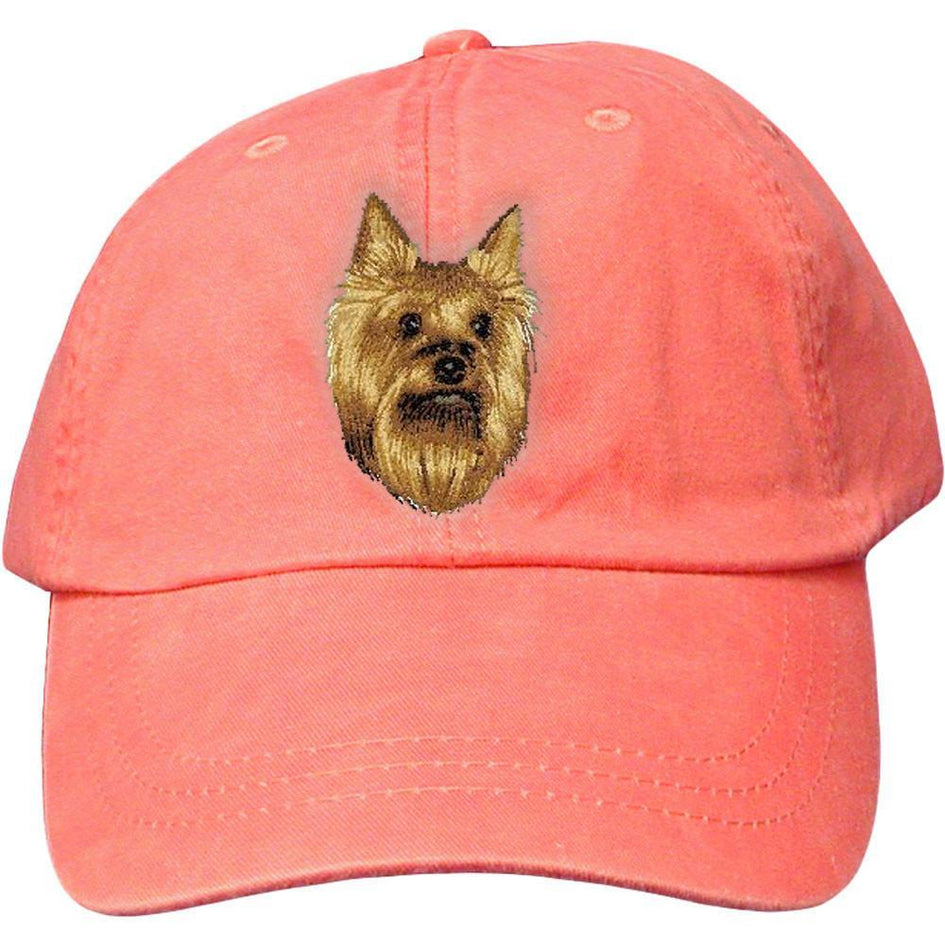 Embroidered Baseball Caps Peach  Yorkshire Terrier D15