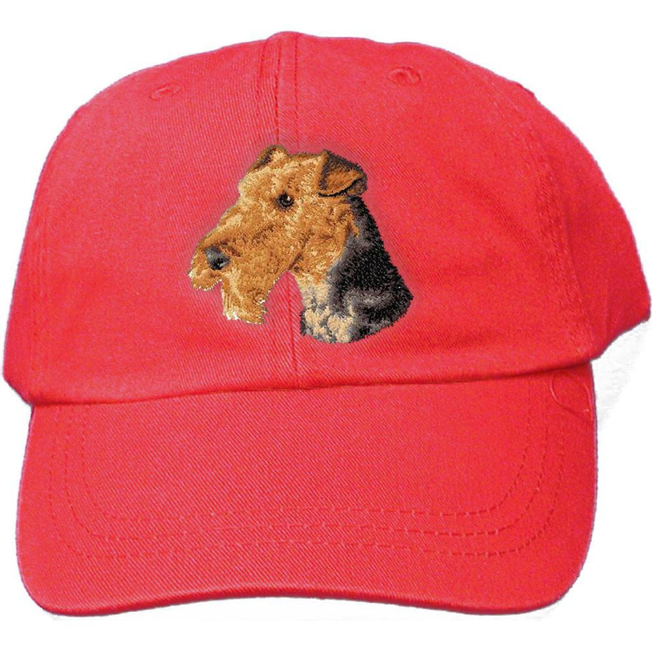 Embroidered Baseball Caps Red  Airedale Terrier D67