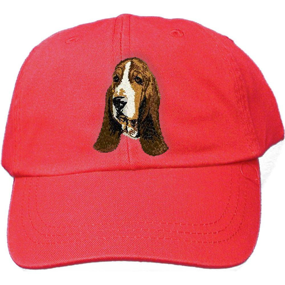 Embroidered Baseball Caps Red  Basset Hound DJ229