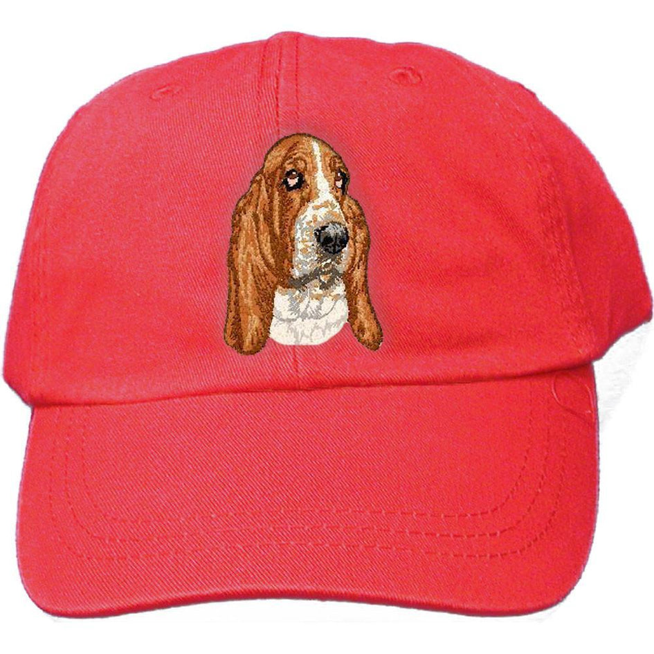 Embroidered Baseball Caps Red  Basset Hound DV286
