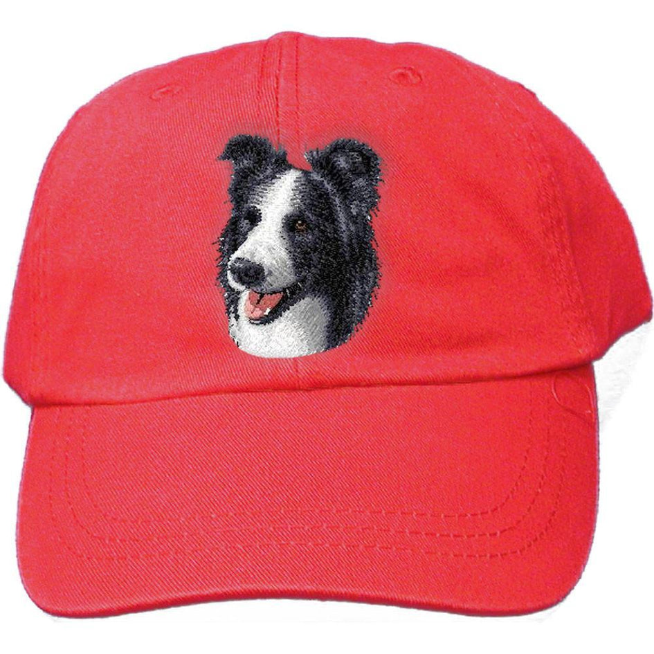 Embroidered Baseball Caps Red  Border Collie D16