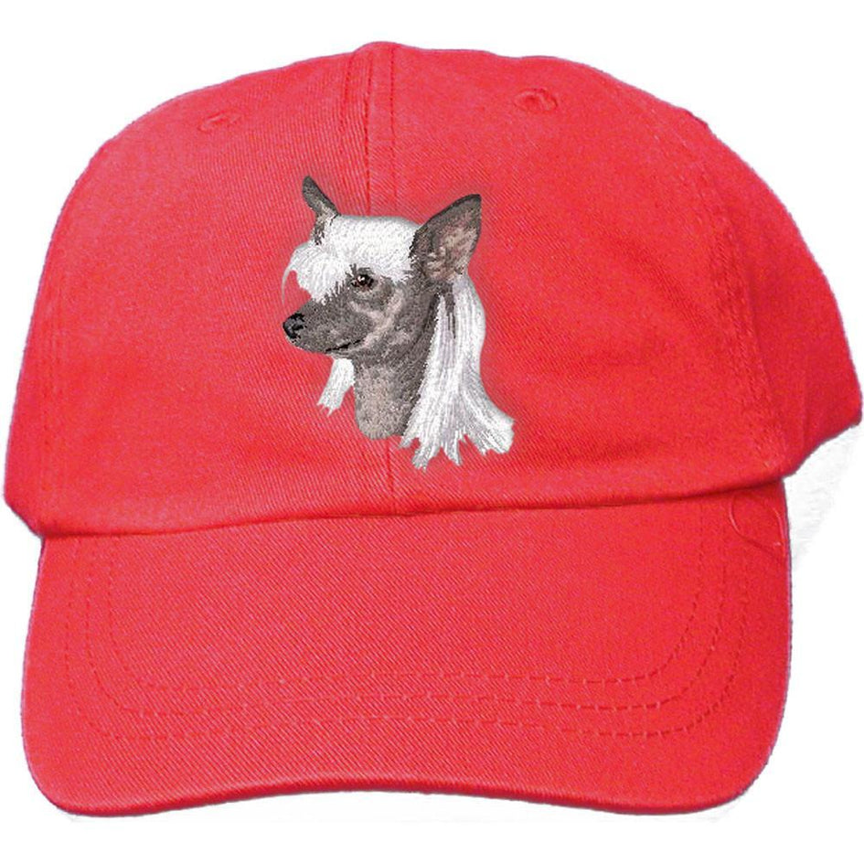 Embroidered Baseball Caps Red  Chinese Crested D140