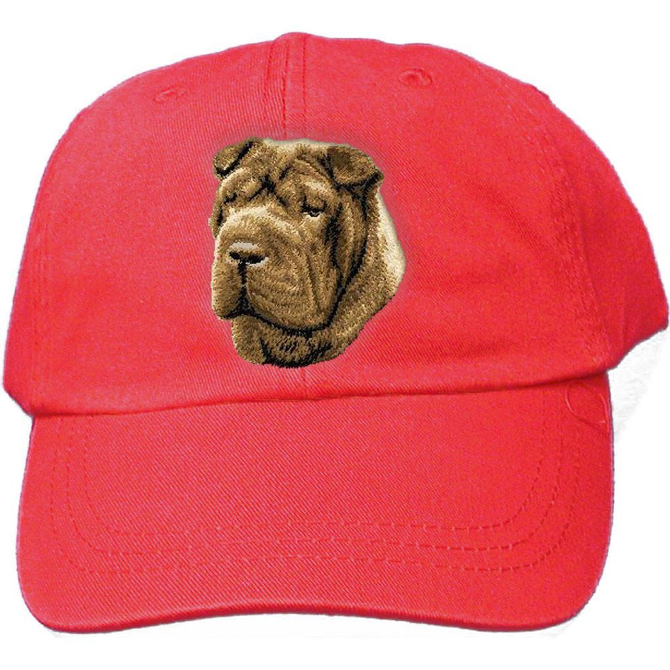 Embroidered Baseball Caps Red  Chinese Shar Pei D45