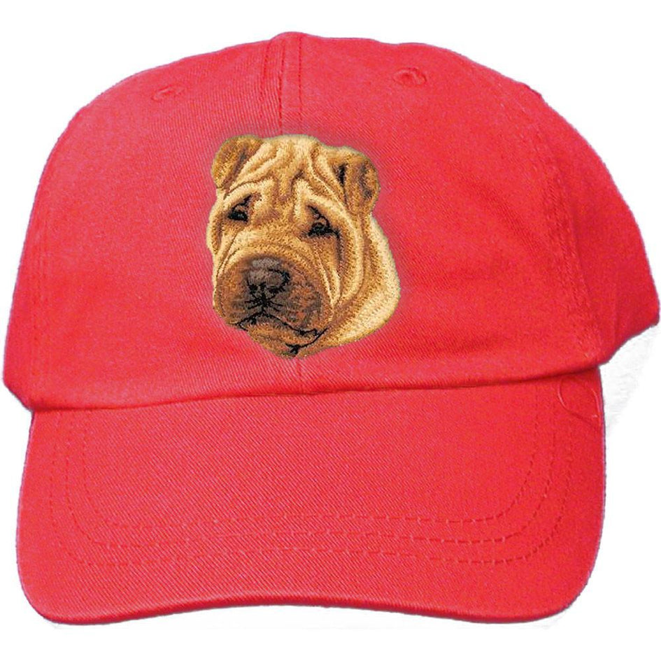 Embroidered Baseball Caps Red  Chinese Shar Pei D77