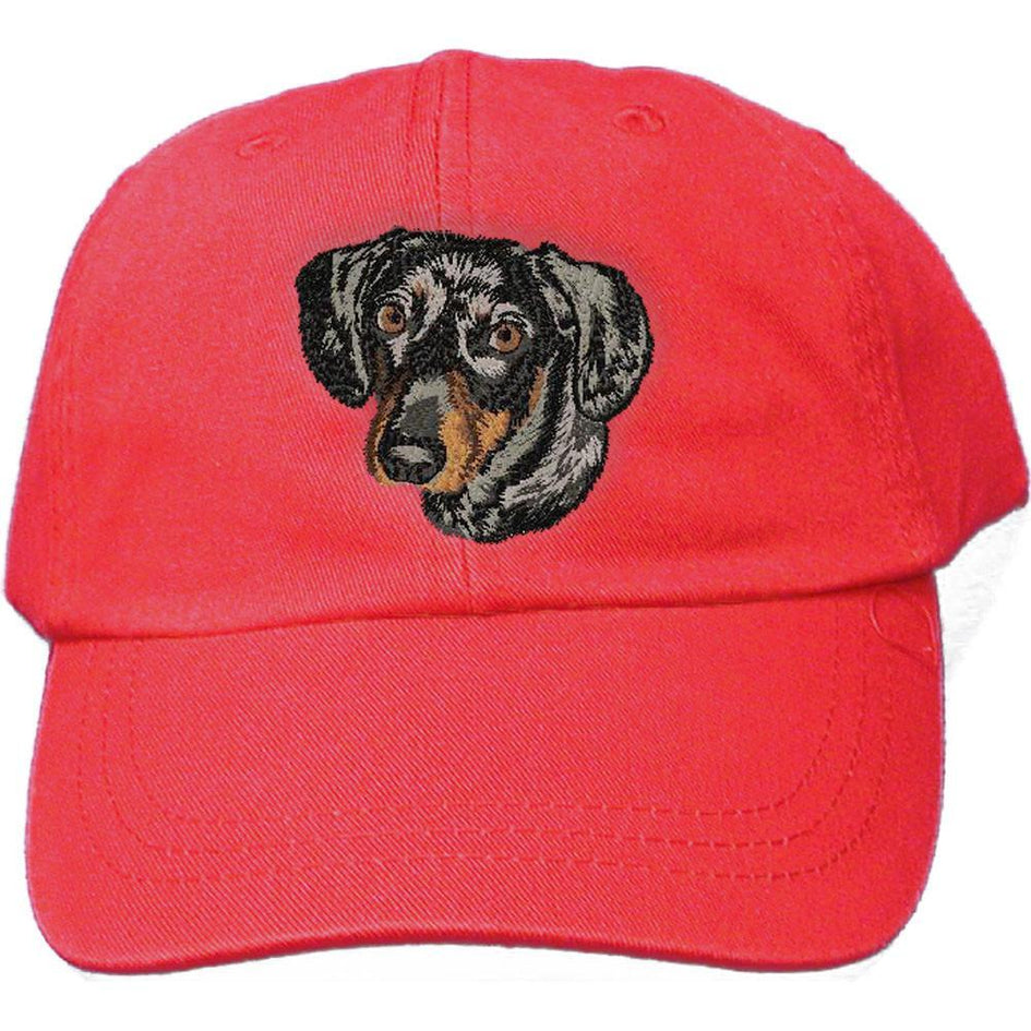 Embroidered Baseball Caps Red  Dachshund DJ367