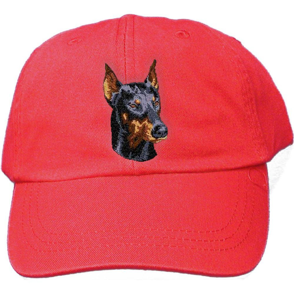 Embroidered Baseball Caps Red  Doberman Pinscher DM346