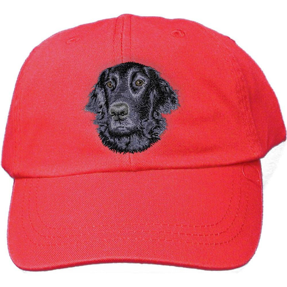 Embroidered Baseball Caps Red  Flat Coated Retriever D53
