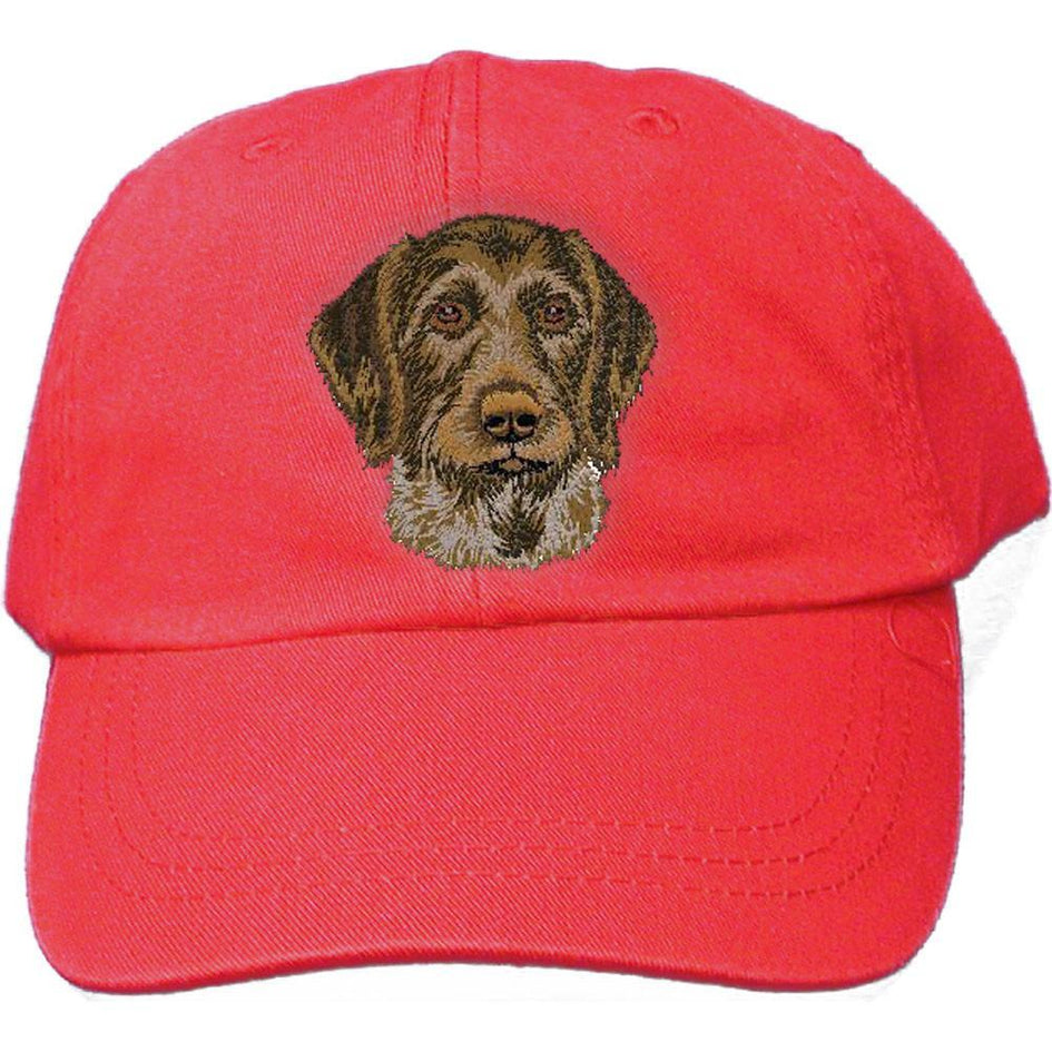 Embroidered Baseball Caps Red  German Wirehaired Pointer DV467