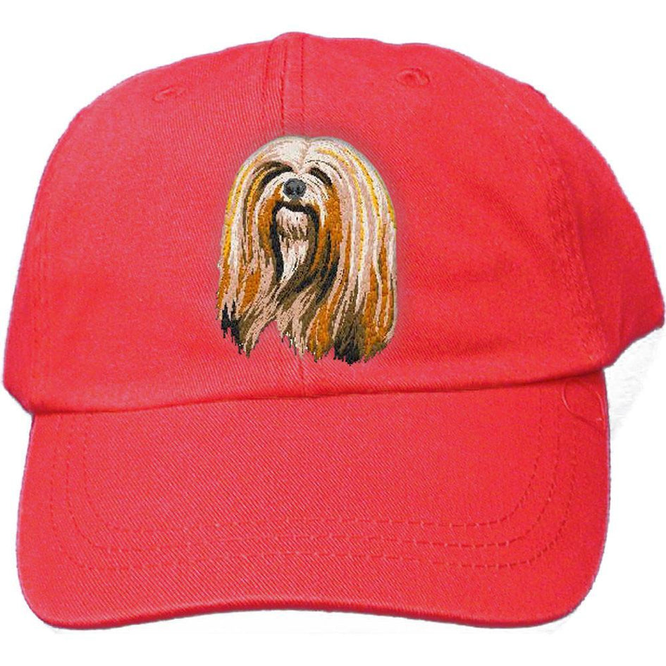 Embroidered Baseball Caps Red  Lhasa Apso DM161