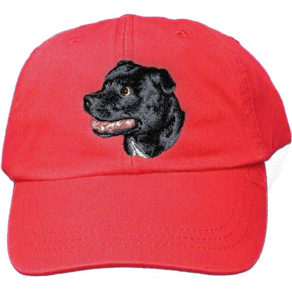 Embroidered Baseball Caps Red  Staffordshire Bull Terrier D113