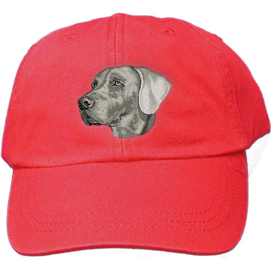 Embroidered Baseball Caps Red  Weimaraner DM339