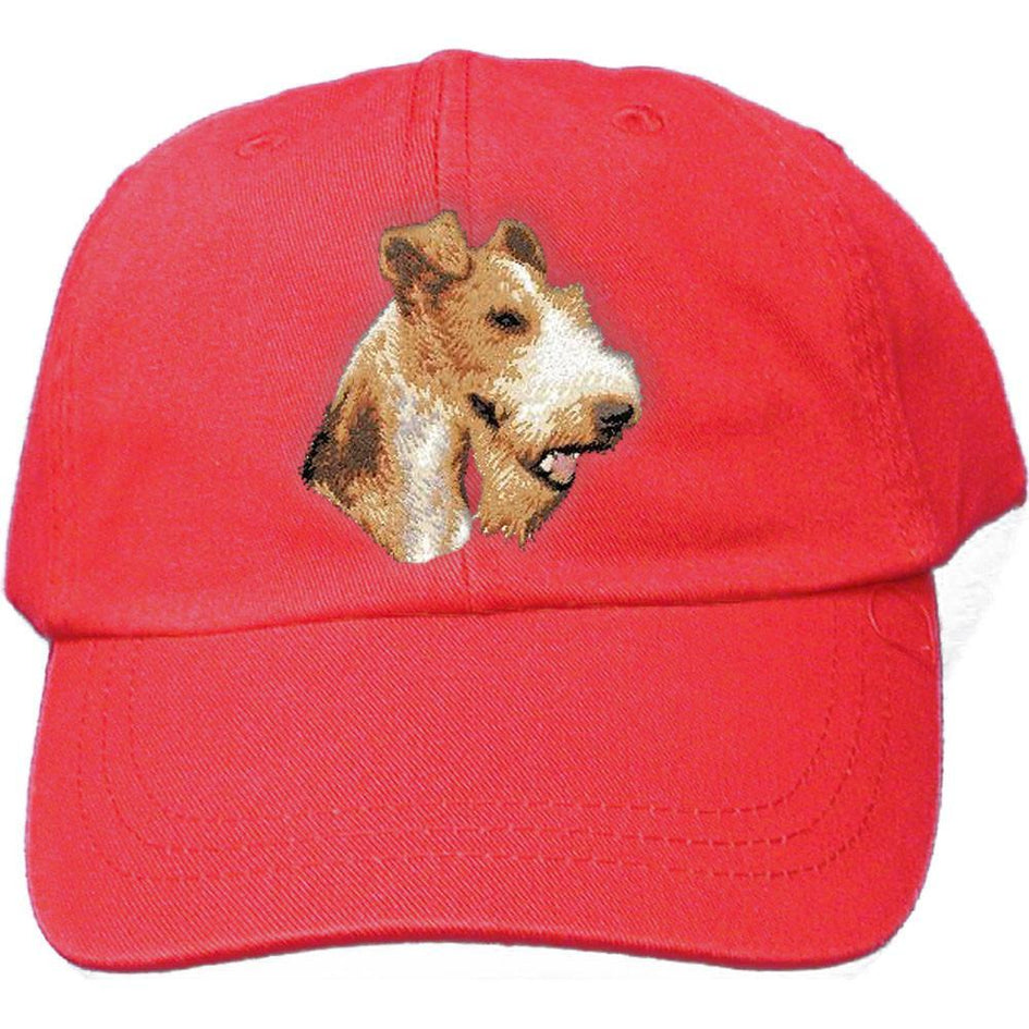 Embroidered Baseball Caps Red  Wire Fox Terrier D107
