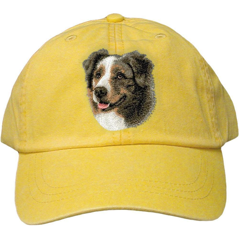Embroidered Baseball Caps Yellow  Australian Shepherd D41