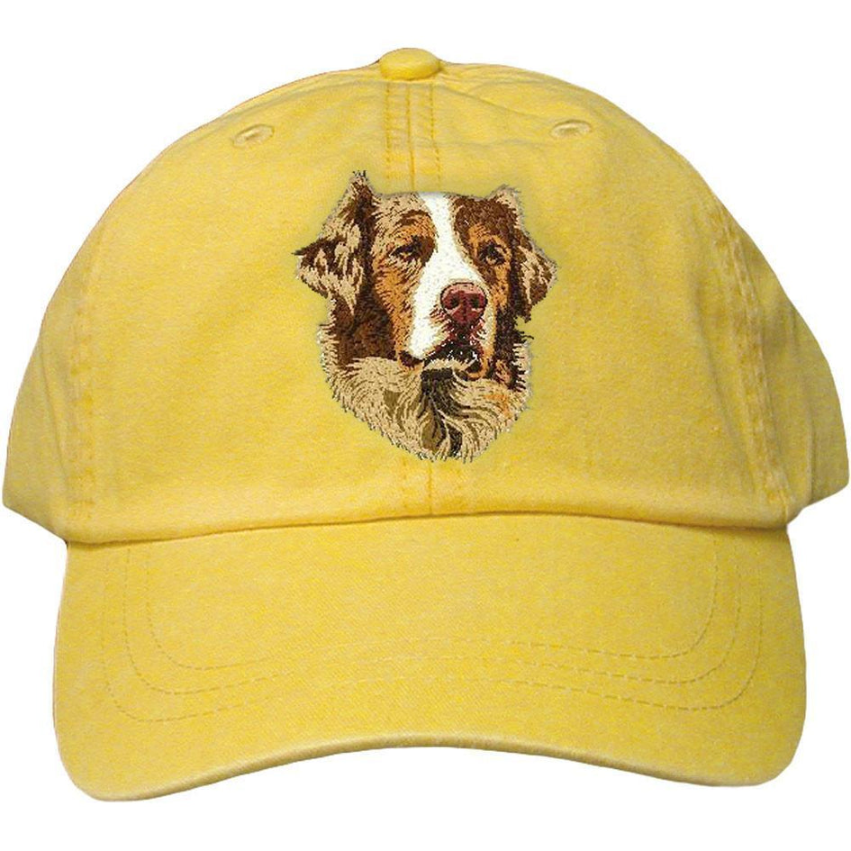 Australian Shepherd Embroidered Baseball Cap Yellow / Red Merle