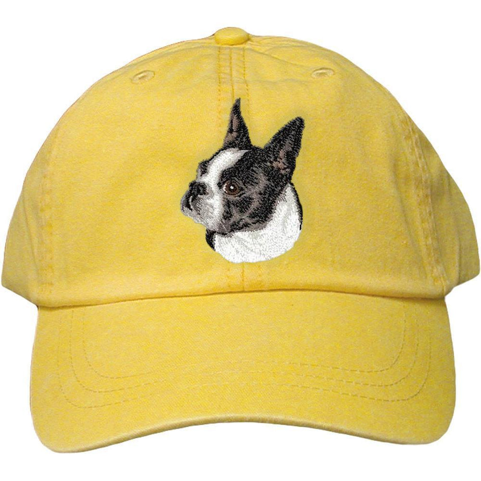 Embroidered Baseball Caps Yellow  Boston Terrier D50