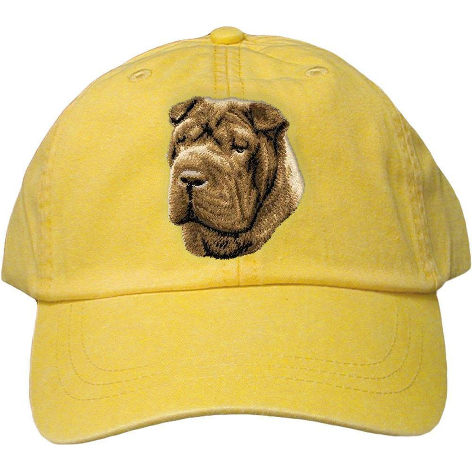 Embroidered Baseball Caps Yellow  Chinese Shar Pei D45