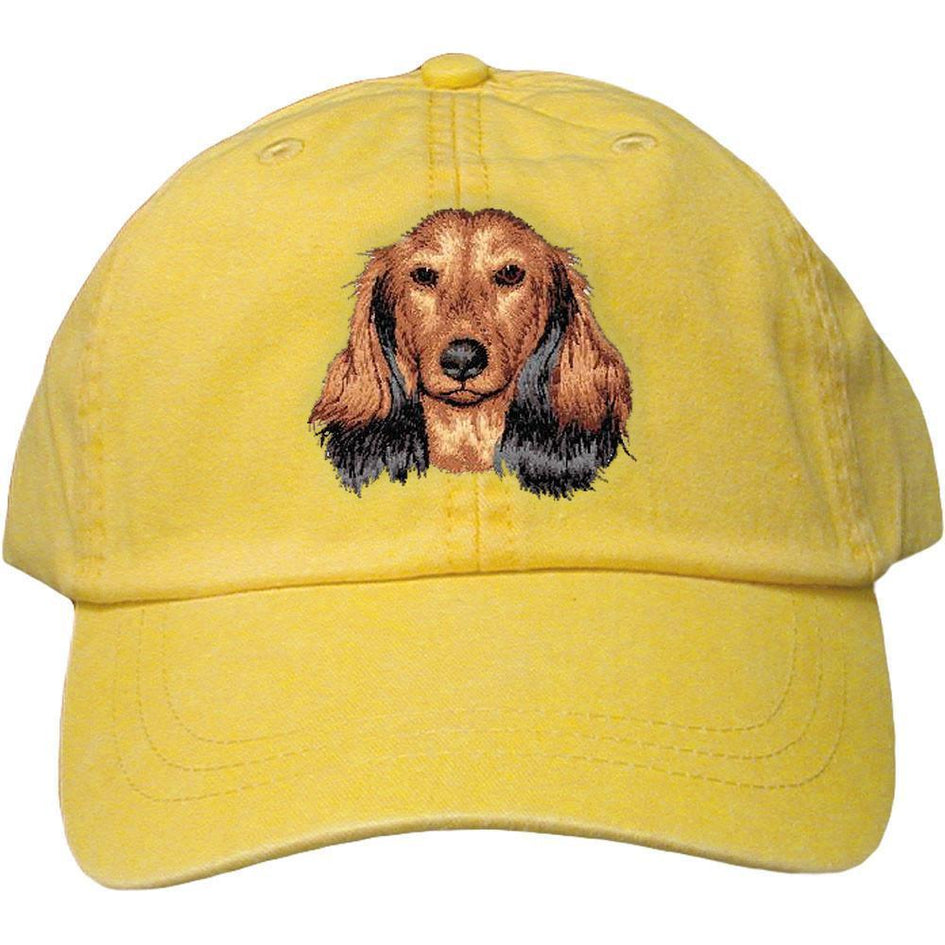 Embroidered Baseball Caps Yellow  Dachshund D109