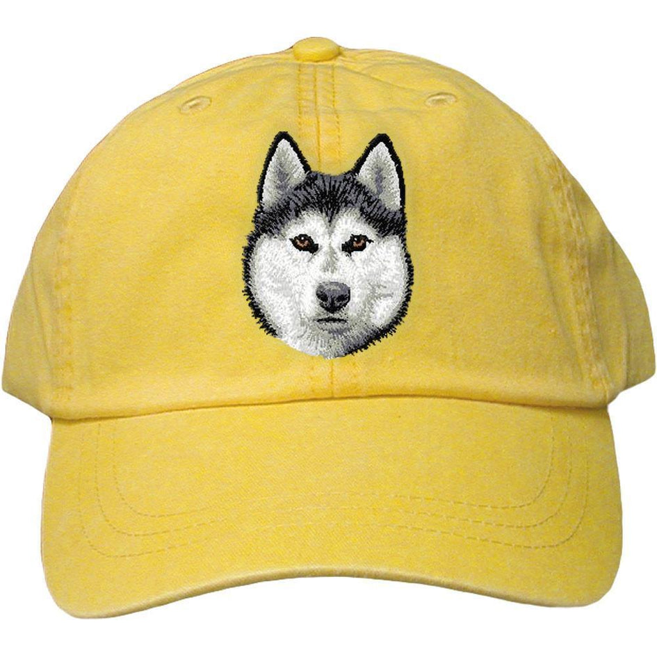 Embroidered Baseball Caps Yellow  Siberian Husky D121