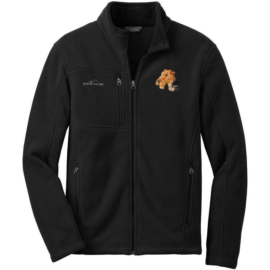 Embroidered Mens Fleece Jackets Black 2X Large Airedale Terrier D67