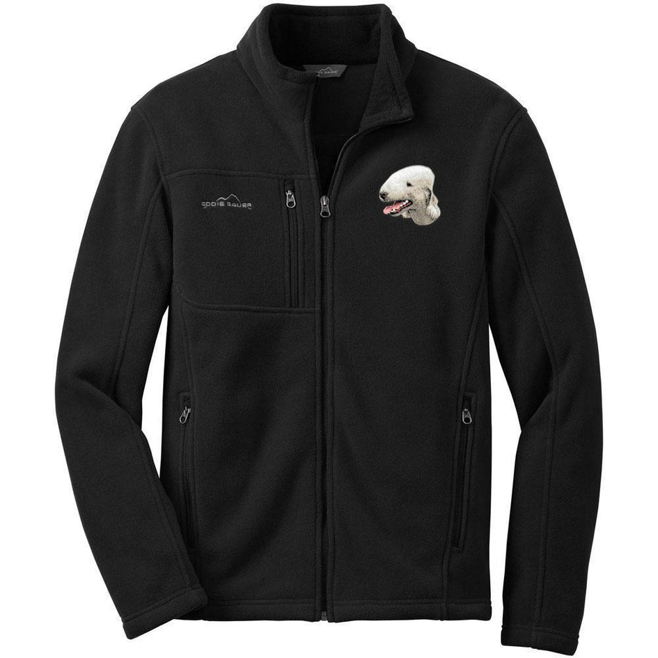 Embroidered Mens Fleece Jackets Black 2X Large Bedlington Terrier D35