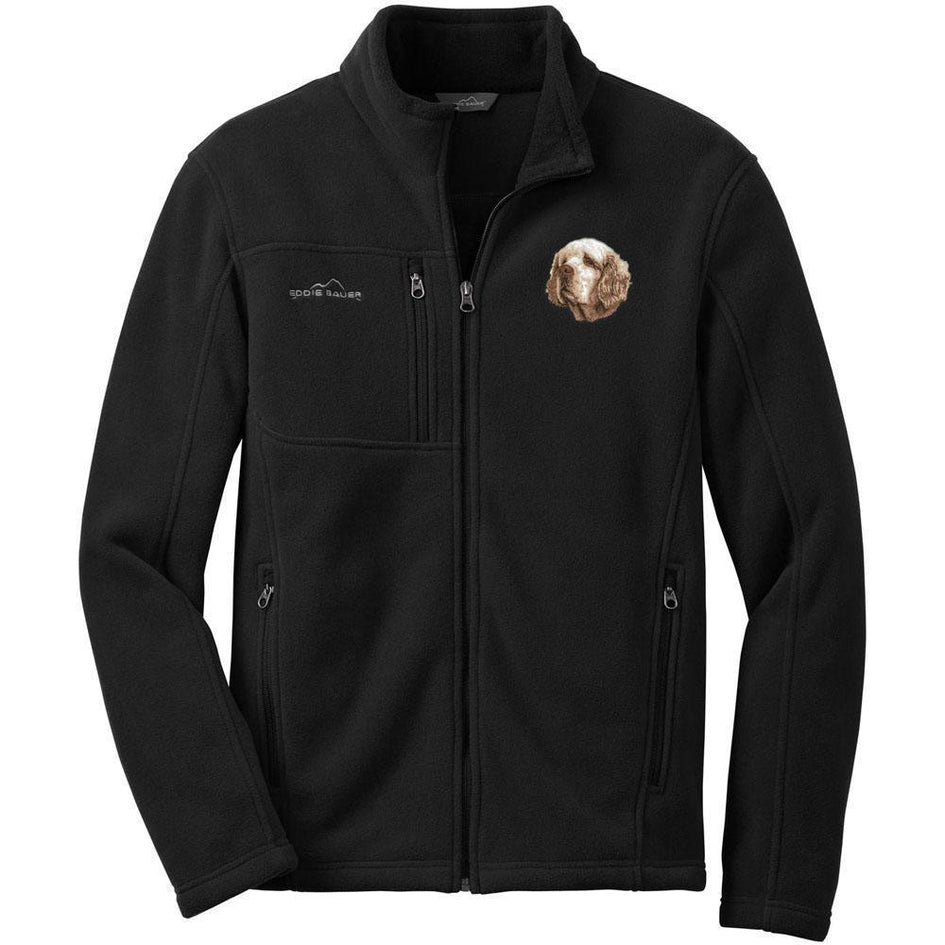 Embroidered Mens Fleece Jackets Black 2X Large Clumber Spaniel D46