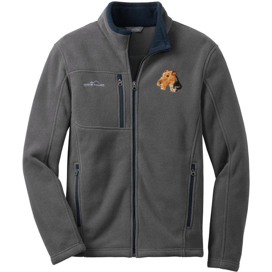 Embroidered Mens Fleece Jackets Gray 2X Large Airedale Terrier D67