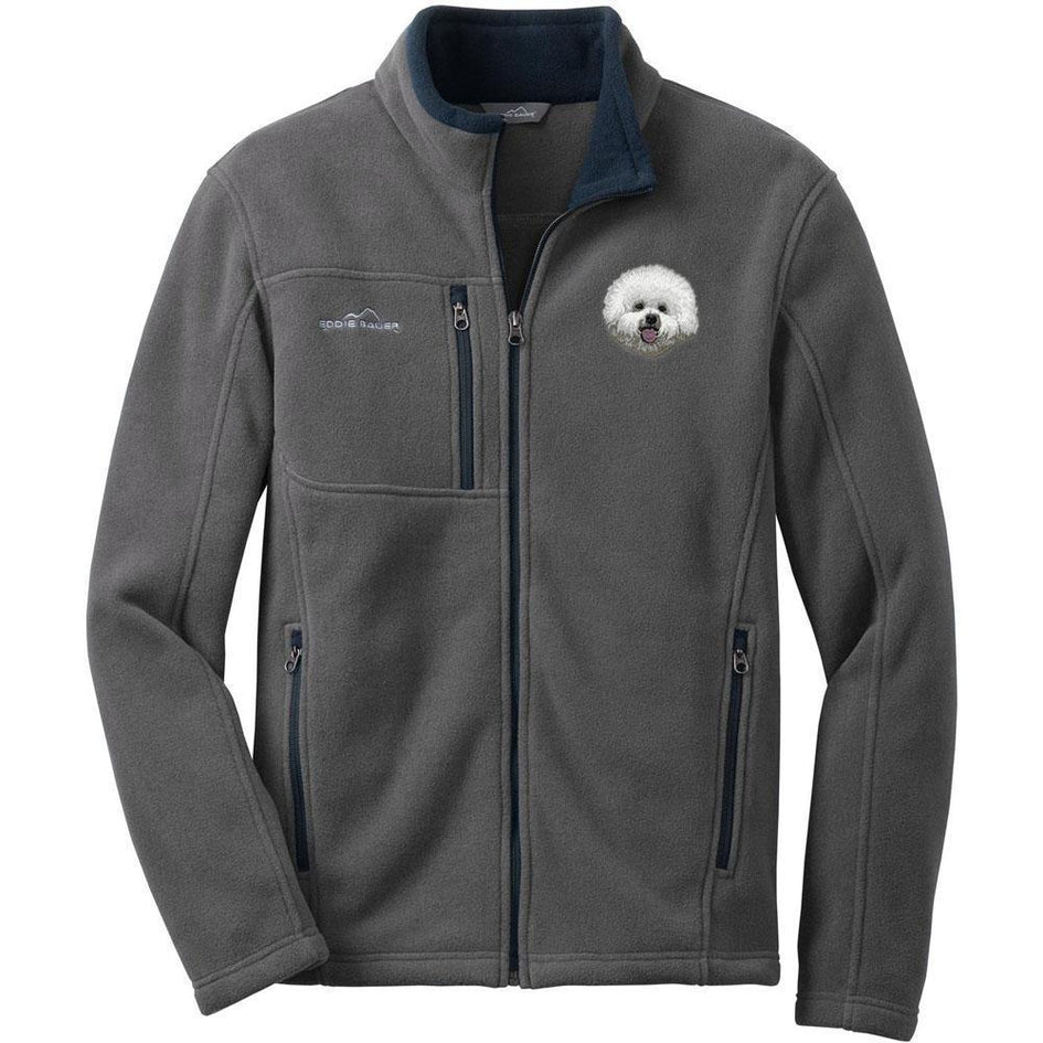 Embroidered Mens Fleece Jackets Gray 2X Large Bichon Frise DM406