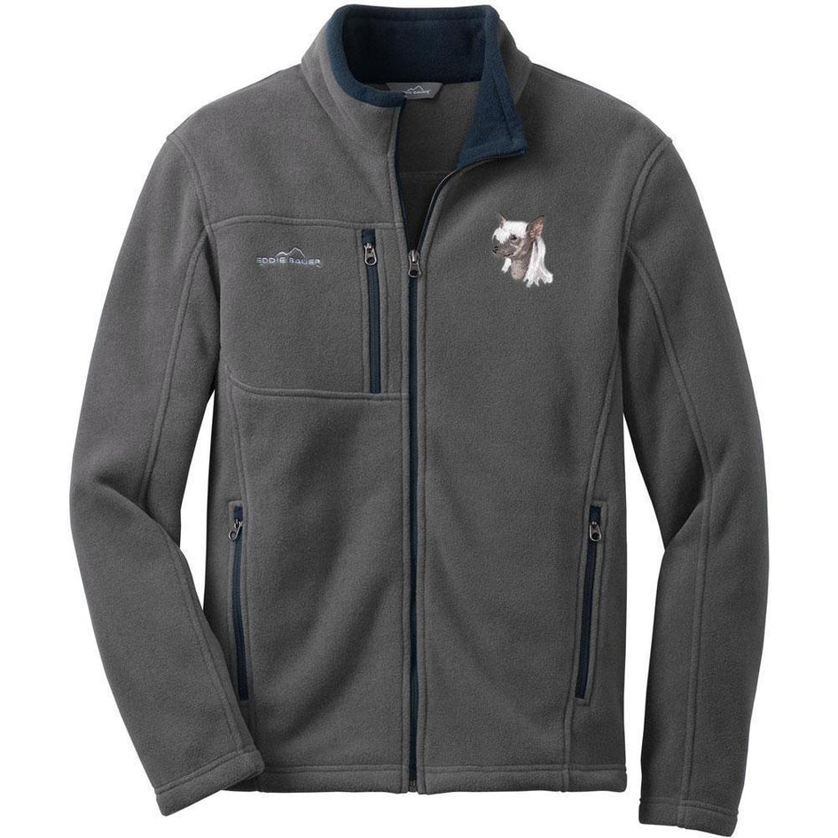 Embroidered Mens Fleece Jackets Gray 2X Large Chinese Crested D140
