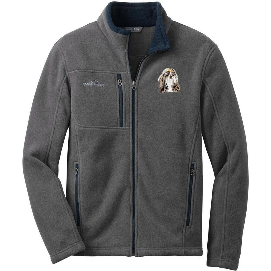 Embroidered Mens Fleece Jackets Gray 2X Large Shih Tzu DN390