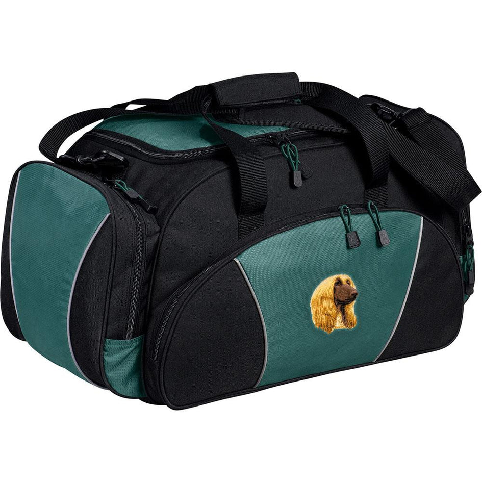 Embroidered Duffel Bags Hunter Green  Afghan Hound D42