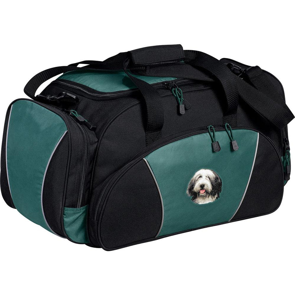 Embroidered Duffel Bags Hunter Green  Bearded Collie D37